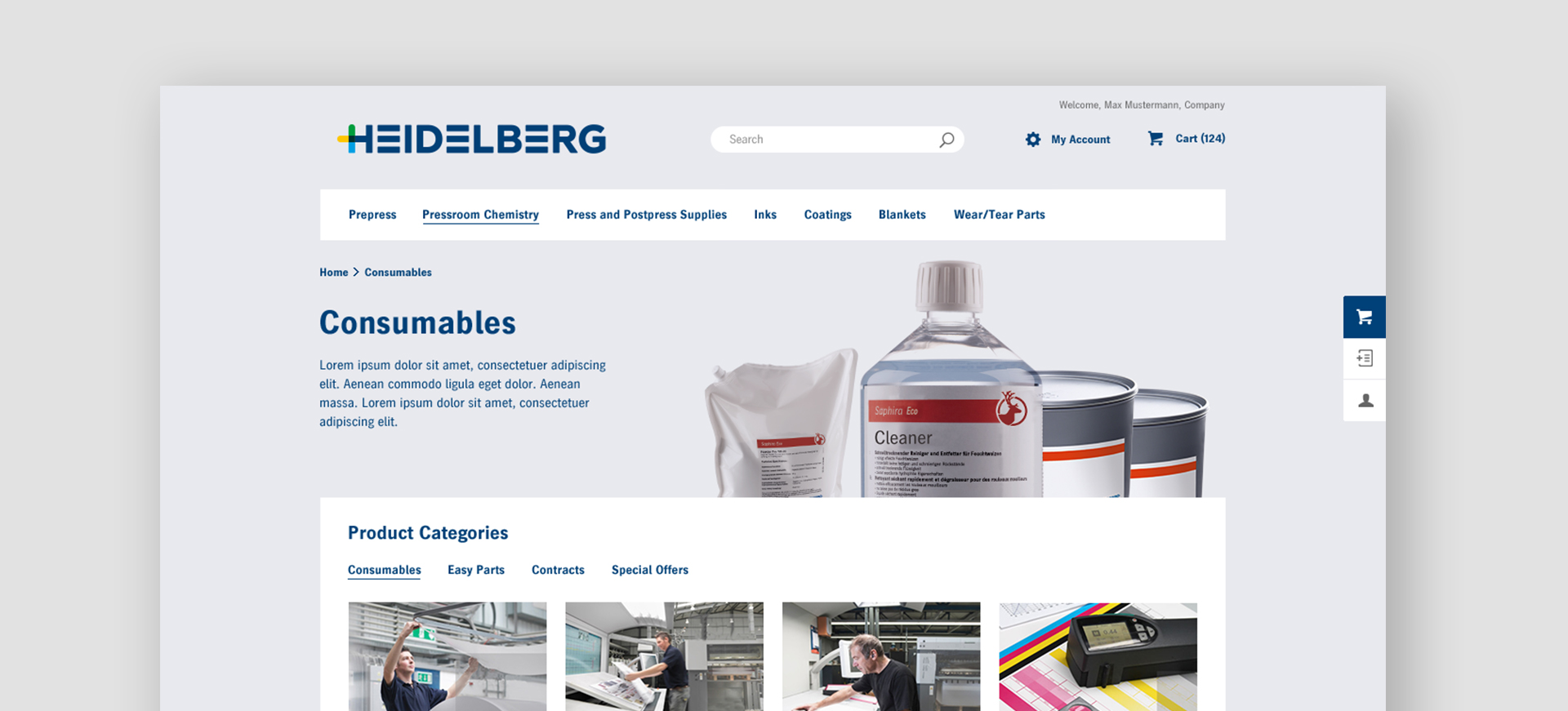 Heidelberger Druckmaschinen AG | USER INTERFACE DESIGN · WEBDESIGN & SCREEN DESIGN | Hauptseite