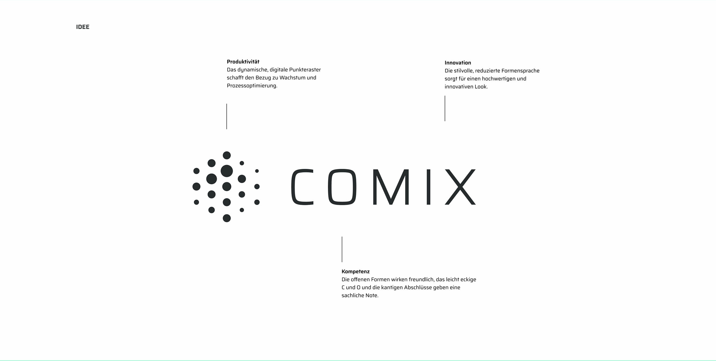 Comix Logo mit Ableitungen der 3 Werte