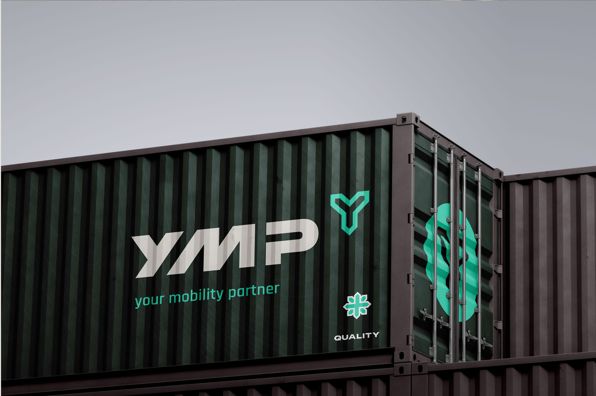 Mockup eines Containers mit dem YMP Logo