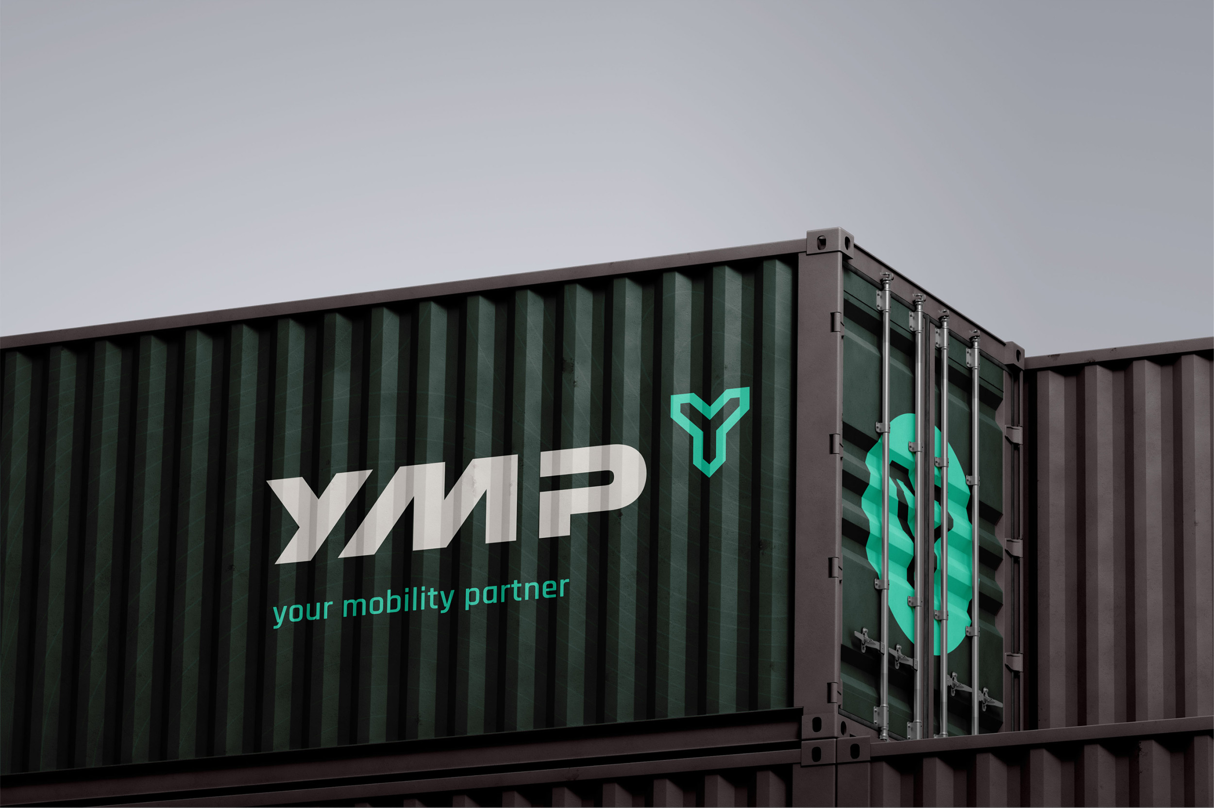 Mockup eines Containers mit dem YMP Logo